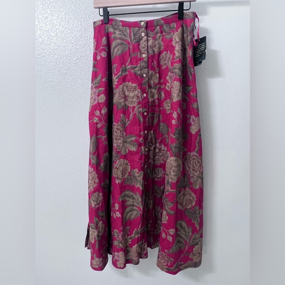 Ralph Lauren Red and Tan A-Line Maxi Skirt Resort Wear